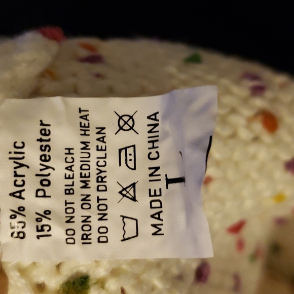 Aimcoo Winter White Long Sleeve Colored Confetti Dot Crewneck Sweater Size L - Picture 7 of 8